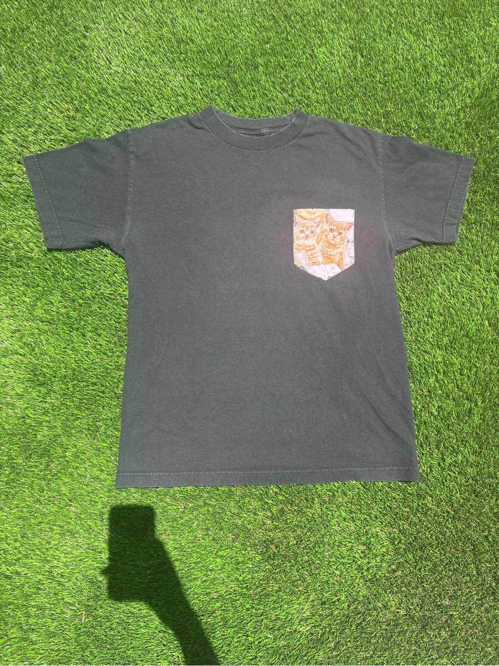 Radyo! Short Sleeve Pocket Tee with Cat Print